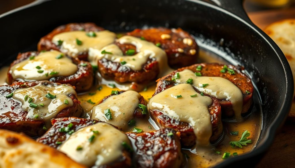 Garlic Butter Steak Bites with Parmesan Cream Sauce