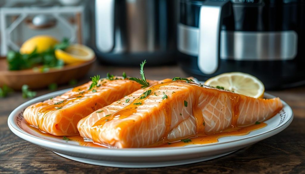 Prepared salmon for air frying