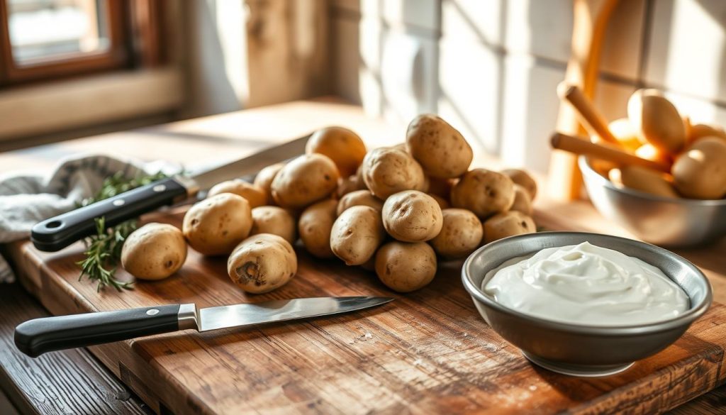 Preparing potatoes for potato soup