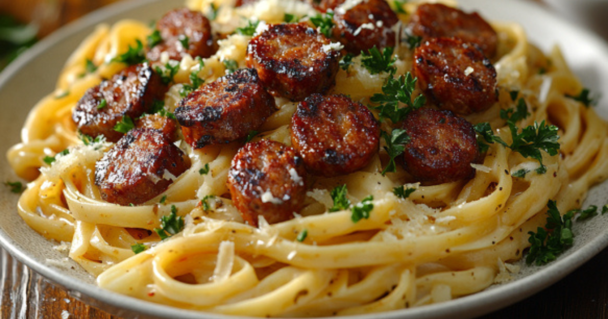 smoked sausage Cajun Alfredo pasta